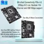 ASUS PRIME H610M-K D4 ARGB micro-ATX DDR4 Motherboard , LGA1700 , PCIe 4.0, M.2 slot, 2 x DDR4 DIMM, SATA 6 Gbps, AI Noise Cancelation, Aura Sync , for Intel® Core 12th / 13th / 14th Gen  - Image 4