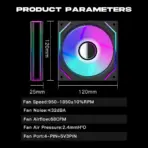 Jungle Leopard Interstellar V2 120MM ARGB PWM Forward Case Fan ,950–1850RPM, 68CFM, 2.4mmH2O, 4-Pin PWM, 5V 3-Pin ARGB, ≤32dBA Silent Cooling, One Single Fan | BLACK  - Image 5