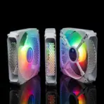 Jungle Leopard 120MM RGB Chassis Molex Fan,  1200RPM, 47.8CFM, Hydro Bearing, 20.62DBA Silent , Big 4-Pin Molex , Honeycomb Metal Frame, ONE Single Fan | WHITE ~ NO BOX