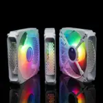 Jungle Leopard 120MM RGB Chassis Molex Fan,  1200RPM, 47.8CFM, Hydro Bearing, 20.62DBA Silent , Big 4-Pin Molex , Honeycomb Metal Frame, ONE Single Fan | WHITE ~ NO BOX