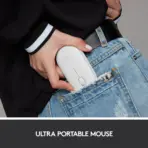 Logitech M350 Pebble Wireless Silent Mouse with Bluetooth or 2.4 GHz Receiver, Slim Computer Mouse with Quiet Clicks, for Laptop/Notebook/iPad/PC/Mac/Chromebook | WHITE  - Image 3