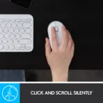 Logitech M350 Pebble Wireless Silent Mouse with Bluetooth or 2.4 GHz Receiver, Slim Computer Mouse with Quiet Clicks, for Laptop/Notebook/iPad/PC/Mac/Chromebook | WHITE  - Image 2