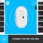 Logitech M350 Pebble Wireless Silent Mouse with Bluetooth or 2.4 GHz Receiver, Slim Computer Mouse with Quiet Clicks, for Laptop/Notebook/iPad/PC/Mac/Chromebook | WHITE  - Image 6