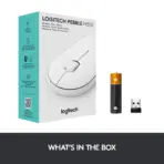 Logitech M350 Pebble Wireless Silent Mouse with Bluetooth or 2.4 GHz Receiver, Slim Computer Mouse with Quiet Clicks, for Laptop/Notebook/iPad/PC/Mac/Chromebook | WHITE  - Image 9