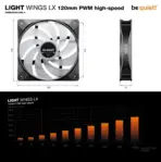 Be Quiet! Light Wings LX 120mm PWM High-Speed ARGB Fan – 2100RPM Silent Cooling, 16 ARGB LEDs, Closed Loop Motor, Rifle Bearing, 60,000h Lifespan, 2.51mm H₂O Pressure | BLACK - Image 8