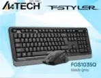 A4ech FGS1035Q 2.4G Wireless & Keyboard Mouse Set - Quiet Key Keyboard + Silent Clicks Mouse Set  - 2.4GHz Wireless - 1200-1600-2000 DPI - Right-Handed Fit Mouse - Multimedia Hot Keys - Dark Grey 