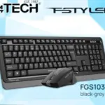 A4ech FGS1035Q 2.4G Wireless & Keyboard Mouse Set - Quiet Key Keyboard + Silent Clicks Mouse Set  - 2.4GHz Wireless - 1200-1600-2000 DPI - Right-Handed Fit Mouse - Multimedia Hot Keys - Dark Grey 