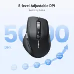 UGREEN M751 Wireless Mouse, Bluetooth & 2.4G Master Computer Mouse with Ultra-Fast Scrolling, 5-Level up to 5K DPI, Silent, Connects Up to 3 Devices, 6 Buttons, 10M Connection | BLACK ~ 45792 - Image 4
