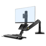 NB North Bayou Sit Stand Workstation Wall Mount Height Adjustable Sit-Stand Converter for 19''-27'' Screens with Keyboard Tray, VESA 75/100, Load Capacity from 4.4-19.8lbs | NB-D32  - Image 2