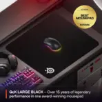 SteelSeries QcK Heavy Large Extra Thick Micro-Woven Gaming Mousepad – 450x400x6mm – Non-Slip Rubber Base, Maximum Wrist Comfort, Precision Tracking & Pro Esports Approved | BLACK  - Image 2