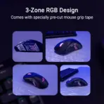 ASUS ROG Keris II Origin Wireless Gaming Mouse – Right-Handed Ergonomic, 65g, Tri-Mode Connectivity, 42K DPI, up to 127Hr Battery, ROG AimPoint Pro Sensor RGB 3-Zone Lighting 8000Hz Polling Rate Paracord PTFE Feet, Web-Based Configuration, PC/Mac Support | BLACK ~ 90MP04A0-BMAA00 - Image 6