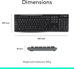 Logitech MK270 Wireless Keyboard And Mouse Combo – Full-Size Layout, 8 Media Keys, Spill-Resistant, 36-Month Keyboard Battery, 2.4GHz USB Receiver, Optical Mouse, Supports Windows® & ChromeOS™ | Black - Image 7