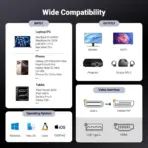 UGREEN USB C To DisplayPort 1.4 Cable 3 meters Supporting 8K@60Hz, 4K@240Hz, 32.4Gbps Bandwidth, HDR, MST Daisy Chain, VRR, ALLM, Braided Aluminum Design, Compatible With Thunderbolt 4/3 Devices - Image 6