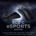 BenQ EC2-C Zowie Ergonomic Gaming Mouse | Professional Esports Performance | Lighter Weight | Driverless | Paracord Cable | 24-Step Scroll Wheel | Matte Black | Medium Size