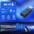 LB-LINK WDN951AX AX900 Wi-Fi 6 Bluetooth 5.3 USB Adapter | Dual-Band 900Mbps | Plug-And-Play | Ultra-Low Latency | USB 2.0 | Compatible With Windows 7, 10 & 11 - Image 3