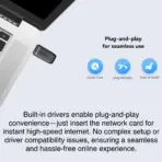 LB-LINK WDN951AX AX900 Wi-Fi 6 Bluetooth 5.3 USB Adapter | Dual-Band 900Mbps | Plug-And-Play | Ultra-Low Latency | USB 2.0 | Compatible With Windows 7, 10 & 11 - Image 5
