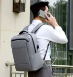 Business Slim Formal Laptop Backpack for up to 15.6 Inch - Durable Oxford Textile - USB Charging Port - Organized Compartments - Waterproof - Heavily Padded for Sensitive Electronics Impact Protection - GREY - Image 12