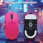 ATTACK SHARK X8SE Wireless Gaming Mouse With PAW3311 Sensor, 25,000 DPI, 1000Hz Polling Rate, Tri-Mode Connectivity, And 500mAh Battery | Berry Red - Image 10