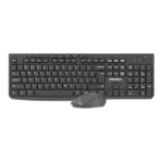 MEETION CW295 Silent 2.4GHz Wireless Keyboard & Mouse Combo, EN/AR Layout, 112-Key Keyboard, Adjustable DPI Mouse, Long Battery Life, Black