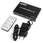 HDMI 4x1 Switch 4K60Hz with Four HDMI Inputs, One HDMI Output, Remote Control, HDR Audio Support, 600MHz Bandwidth, High-Speed HDMI 2.0 Compatibility and DC5V Power Adapter - Image 3