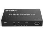 HDMI 4x1 Switch 4K60Hz with Four HDMI Inputs, One HDMI Output, Remote Control, HDR Audio Support, 600MHz Bandwidth, High-Speed HDMI 2.0 Compatibility and DC5V Power Adapter - Image 2