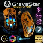 GRAVASTAR Mercury X Pro 8K Wireless Worn Edition-Yellow Gaming  Mouse with X Pro 8000Hz RGB Dongle – Lightweight 49g, PAW 3950 32K DPI, Tri-Mode Connectivity, RGB, Magnesium Alloy Skeleton | Battle Worn-Yellow 