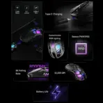 GRAVASTAR Mercury X Pro 8K Wireless Worn Edition-Yellow Gaming  Mouse with X Pro 8000Hz RGB Dongle – Lightweight 49g, PAW 3950 32K DPI, Tri-Mode Connectivity, RGB, Magnesium Alloy Skeleton | Battle Worn-Yellow  - Image 9