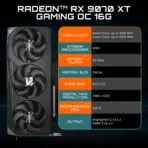 Gigabyte Radeon™ RX 9070 XT GAMING OC 16G GPU With 3060MHz Boost Clock, 16GB GDDR6, PCIe 5.0, WINDFORCE Cooling, RGB, Dual BIOS, DisplayPort 2.1a, HDMI 2.1b | BLACK GV-R9070XTGAMING OC-16GD | 1 YEAR WARRANTY - Image 2