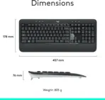 Logitech MK540 Advanced Wireless Keyboard & Mouse Combo, Full-Size Spill-Resistant Keyboard, Customizable Hotkeys, Ambidextrous 1000 DPI Mouse, 36/18 Month Battery Life, Supports Windows® & ChromeOS™ | BLACK - Image 8
