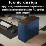Fractal Era 2 Midnight Blue Mini-ITX Case With Anodized Aluminum Body, Walnut Top Panel, PCIe 4.0 Riser, 280 Mm AIO Support, Dual Aspect PWM Fans, 4×2.5-Inch Drive Mounts, 3-Slot GPU Support ~ FD-C-ERA2N-03 - Image 4