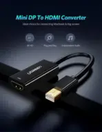 UGREEN Mini DisplayPort To HDMI Converter 4K Black | Supports 3840x2160 @30Hz | Audio Video Sync | Gold-Plated | For MacBook Surface ThinkPad Zenbook Intel NUC