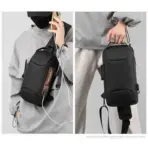 EZ EXP032 Chest Bag – USB Charging, Waterproof, Anti-Theft Sling for Daily & Travel Use |  Gold-Black - Image 3