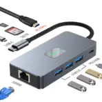 BYL 9-in-1 USB-C Multiport Hub Adapter, 100W Power Delivery, HDMI, RJ45, USB 3.0, SD/TF Card Slots for Windows, macOS, ChromeOS Devices