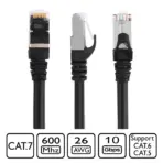 5m Cat7 SFTP Shielded Ethernet LAN Patch Cable With 26AWG Copper Wire, Gold Plated RJ45 Connectors, 10Gbps Speed, 600MHz Bandwidth, LSZH Jacket, Snagless Design - Image 2
