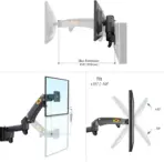 NB D20 Monitor Wall Mount Arm – 17"–27" Display Support, 360° Rotation, Tilt +35°/-50°, 2–7kg Load, Partition Wall Gas Strut Monitor Mount , VESA 75/100mm, Cable Management, Aluminum Steel Build - Image 5
