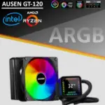 AUSEN GT120 AIO Liquid Cooler – ARGB LCD Display, 120mm Radiator, 1x 1800RPM Fan, Supports Intel LGA1700 & AMD AM4/AM5, 230W TDP, DC12V Black Edition