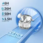 PROMATE High Definition Transparent TWS Earbuds with IntelliTouch - Active Noise Cancellation - Bluetooth V 5.3 - Compact Transparent Design - White - Image 3