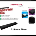 HYPERX WRIST REST 60% 318mm x 88mm – COOL GEL-INFUSED MEMORY FOAM – ANTI-FRAY STITCHING – ANTI-SLIP GRIP -  Black