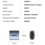 UGREEN 8K HDMI Female To Female Extender Adapter –  HDMI 2.1, 8K@60Hz, HDR10+, 3D Support, Up To 10m Extension, Space Gray Aluminum Alloy Build | HD159 90592  - Image 8