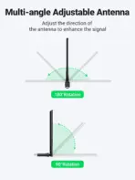 UGREEN USB 2.0 WiFi Adapter AC650 Dual-Band Wireless Dongle with 6dBi High-Gain Rotatable Antenna | 2.4GHz 200Mbps + 5GHz 433Mbps | 802.11ac for PC/Laptop Windows XP–11 | 90302 - Image 4