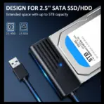 USB 3.0 To SATA III Adapter Cable For 2.5-Inch SSD & HDD Up To 6TB – Tool-Free, UASP Support, Plug-And-Play, 5Gbps Speed, Compatible With Windows, macOS, PS4, Xbox – Black - Image 7