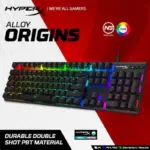HyperX Alloy Origins PBT - Mechanical Gaming Keyboard, PBT Keycaps, RGB lighting, Compact, Aluminum Body, Customizable with HyperX NGENUITY, Onboard Memory - HyperX Tactile Aqua Switch