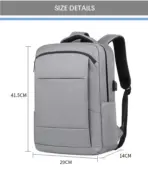 Business Slim Formal Laptop Backpack for up to 15.6 Inch - Durable Oxford Textile - USB Charging Port - Organized Compartments - Waterproof - Heavily Padded for Sensitive Electronics Impact Protection - GREY - Image 5