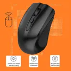 JEQANG JW-209 2.4G WIRELESS Optical MOUSE , Ergonomic & Lightweight , 800-1200 DPI , 10 meters Transmission Distance , Battery Powered - Black 