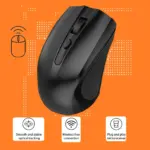 JEQANG JW-209 2.4G WIRELESS Optical MOUSE , Ergonomic & Lightweight , 800-1200 DPI , 10 meters Transmission Distance , Battery Powered - Black 