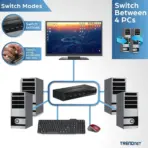 TRENDnet 4-Port USB PS/2 Audio KVM Switch Kit With VGA Support Up To 2048×1536, Independent Audio Switching, Manage 4 Computer, Hot Keys, 2-Way Audio, And Complete Cable Set | TK-423K  - Image 3