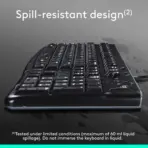 Logitech MK120 Corded Keyboard And Mouse Combo, Full-Size Keyboard With Number Pad, Spill-Resistant Design, Ambidextrous Mouse, 1000 DPI Optical Tracking, USB Plug-And-Play, Compatible With Windows 7/8/10 Or Later – Graphite Grey - Image 5