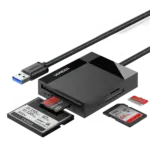 UGREEN 4-in-1 USB 3.0 Card Reader – SD/TF/CF/MS, 5Gbps Transfer, Plug & Play, Simultaneous Reading, 2TB Card Support, 50cm Cable for PC, Mac, Android, DSLR & More