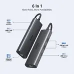 UGREEN 6-in-1 USB-C Hub with 4K@60Hz HDMI, 100W PD Charging, 2×USB 3.2 Ports, USB-C Data, RJ45 Gigabit Ethernet – High-Speed Multiport Adapter for MacBook, Laptops & Tablets - Image 3