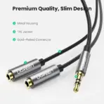 UGREEN 3.5mm Audio Splitter Cable 20cm Male to 2 Female – Nylon-Braided, Gold-Plated, Case-Friendly, Share Stereo Sound on Headphones, PC, Mobile, Tablet - Image 3